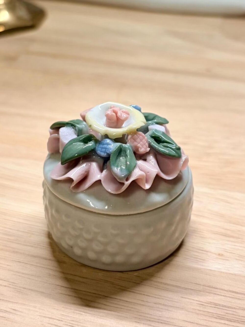 Tiny Vintage Floral Bone China Trinket Dish- No handle